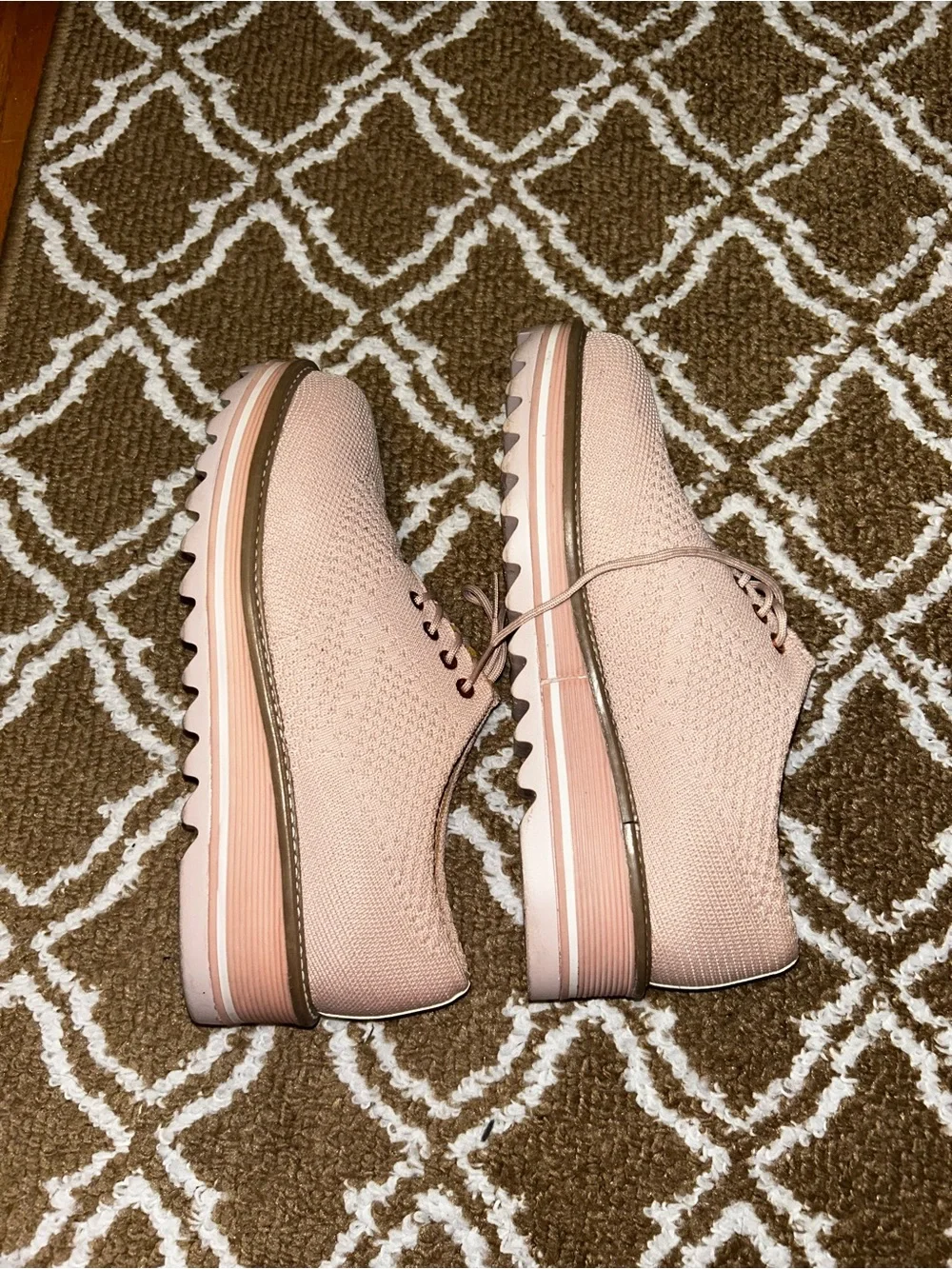ANDREA FENZI Blush Pink Knit Lace-Up Platform Sneakers